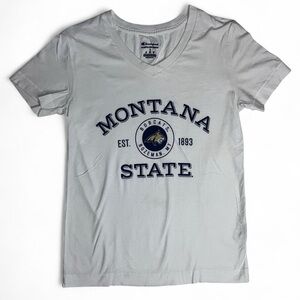 White Champion Montana State Bobcats T-shirt Women’s Small V Beck Bozeman, MT